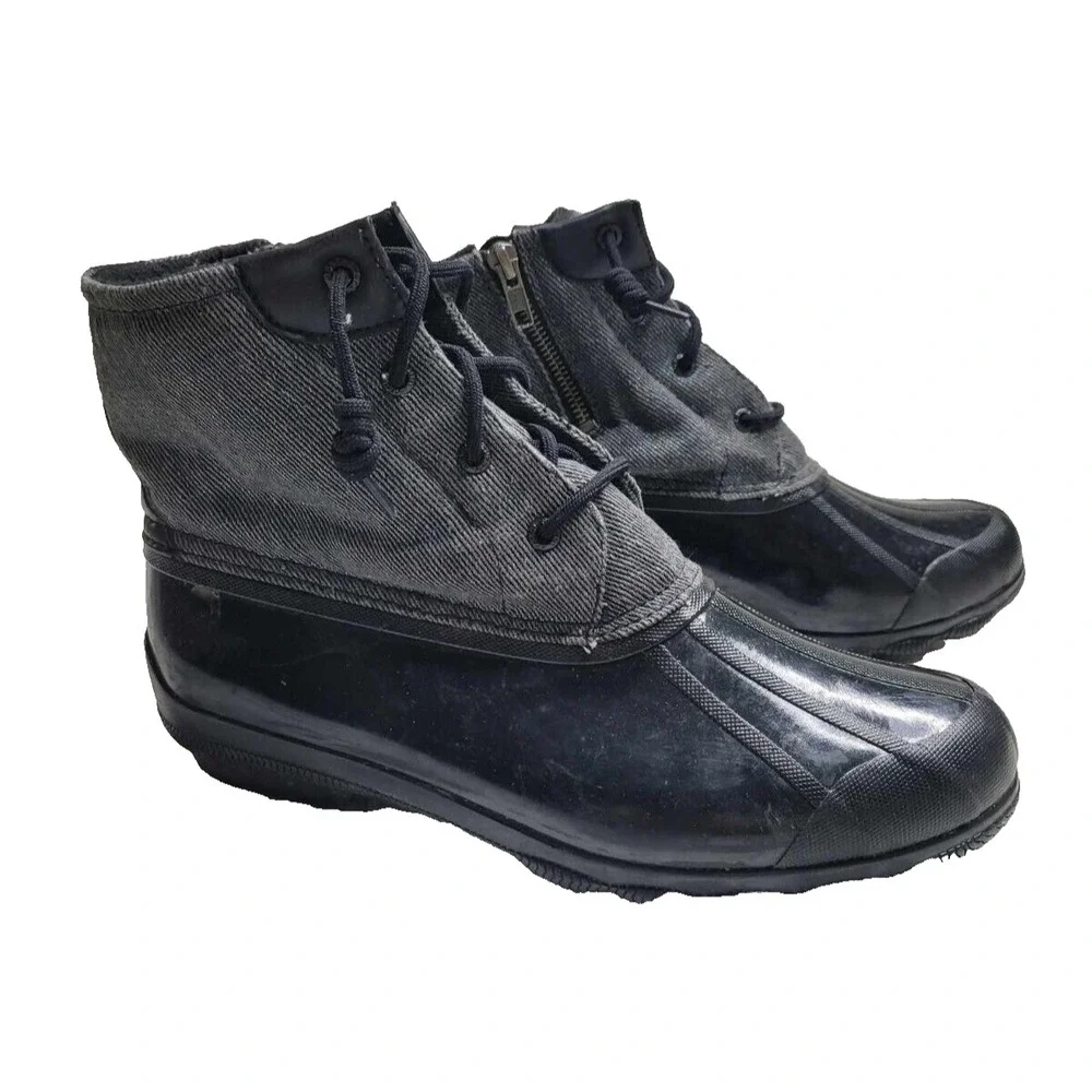 3722 Sperry Waterproof Rubber Boot‎ Black Size 11 Women's
